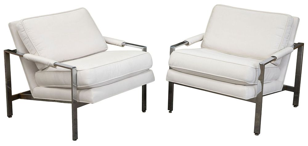 Lot 321: (Style of) Milo Baughman MCM Upholstered Chairs