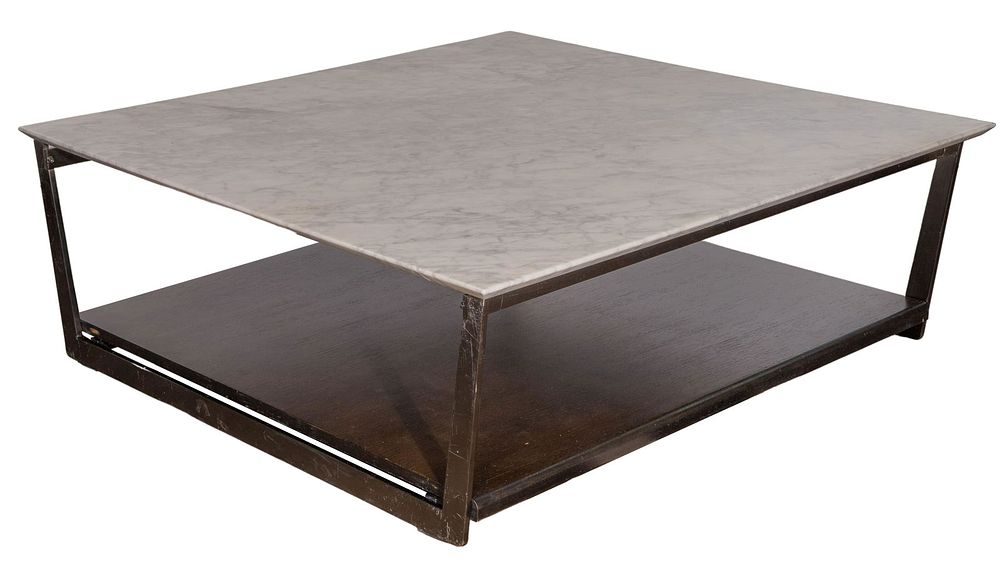 Lot 325: (Attributed to) B&B Italia Marble and Brushed Metal Coffee Table