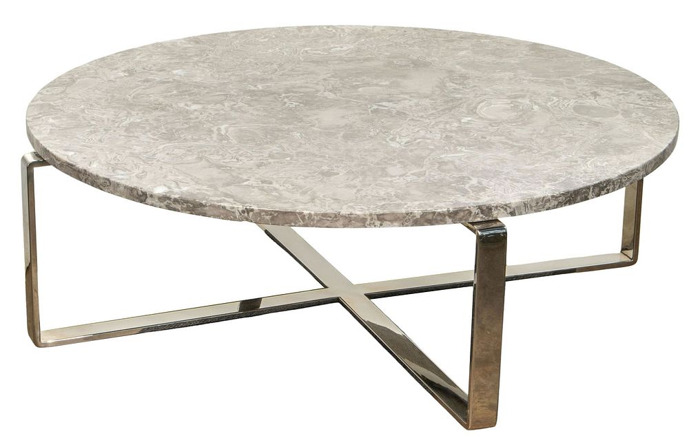 Lot 328: Chrome and Marble Top Coffee Table