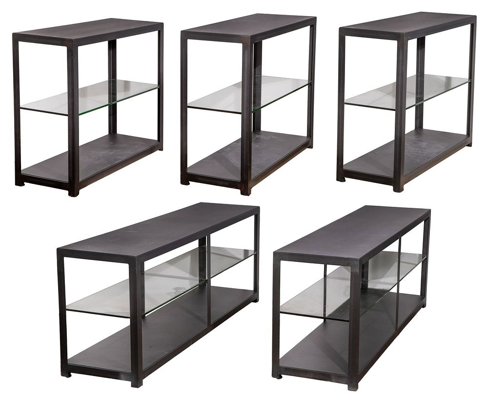 Lot 346: Metal and Glass Bookshelf Assortment