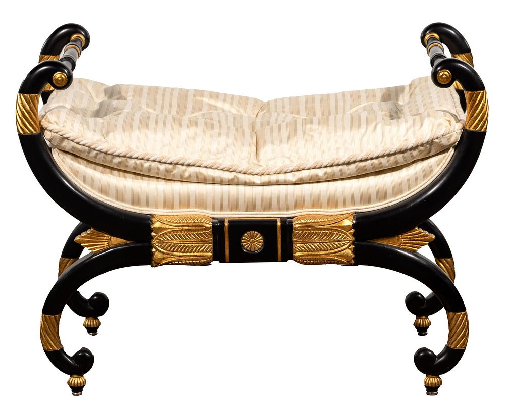 Lot 349: Baker Neoclassical Style Upholstered Bench