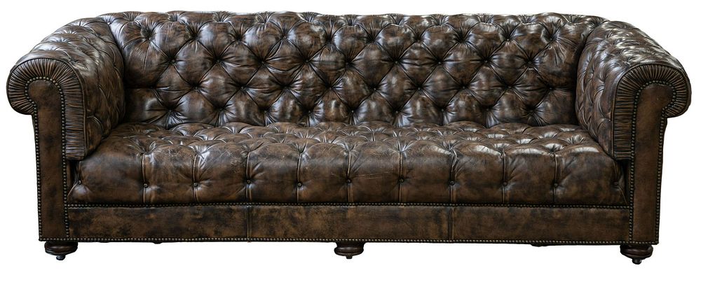 Lot 355: Chesterfield Tufted Leather Sofa