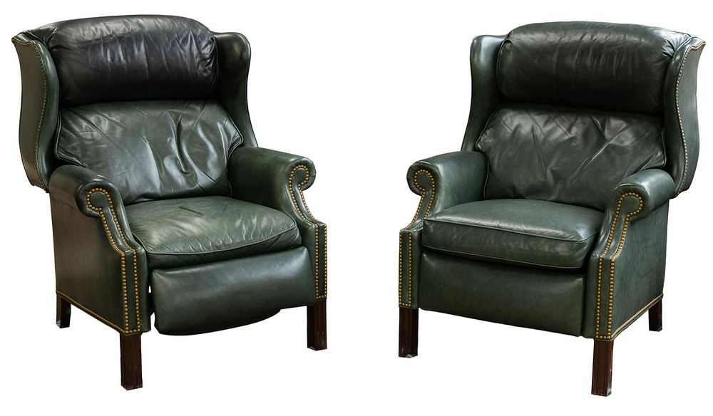 Lot 356: Hancock & Moore Upholstered Leather Reclining Chairs