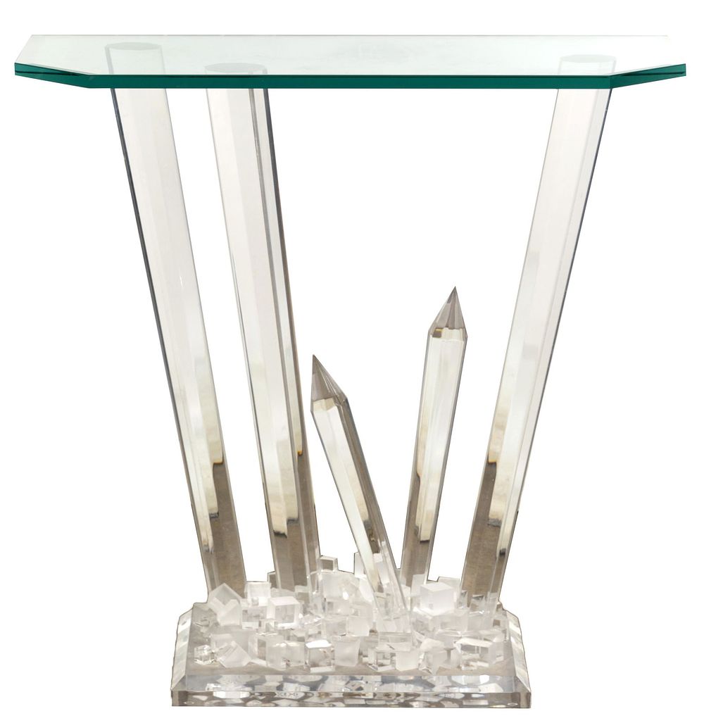 Lot 358: Lucite and Glass 'Ice' Console Table