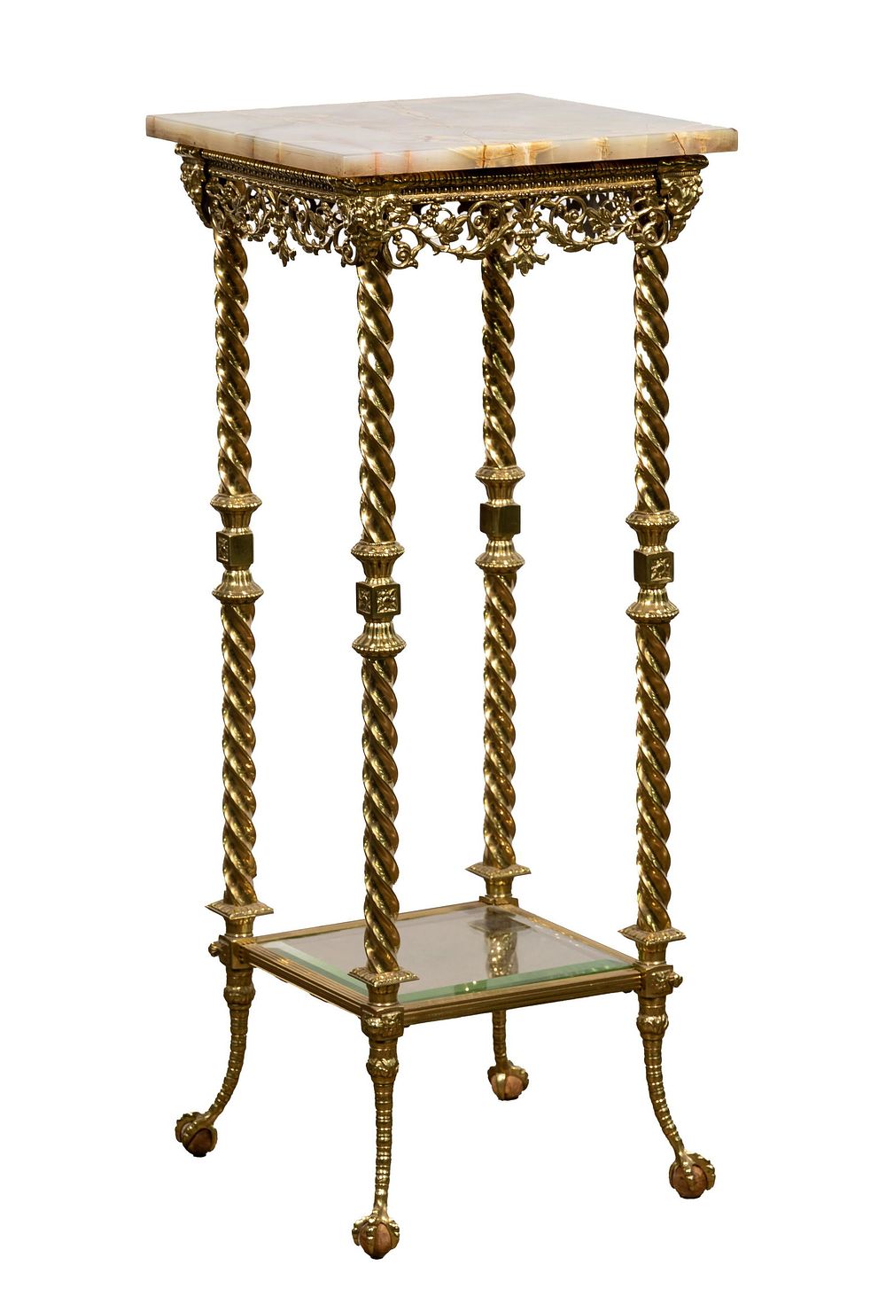 Lot 362: Brass and Alabaster Plant Stand