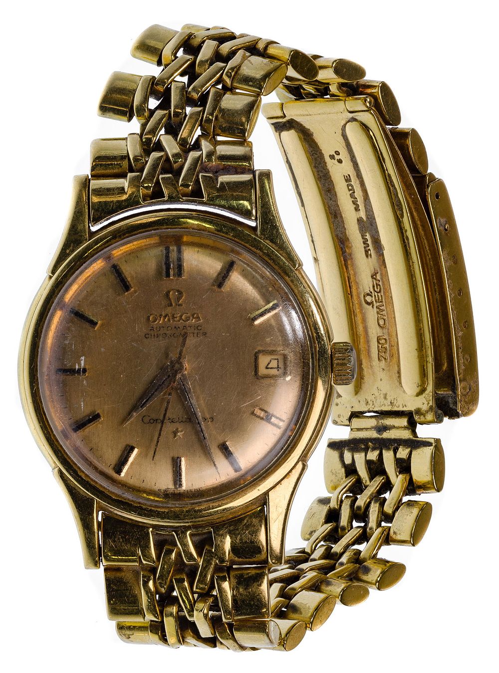 Lot 166: Omega 'Constellation' 18k Yellow Gold Case and Band Wristwatch