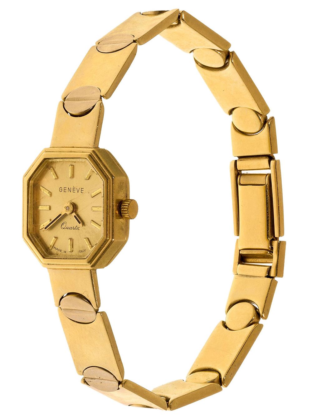 Lot 172: Geneve 14k Yellow Gold Case and Band Wristwatch