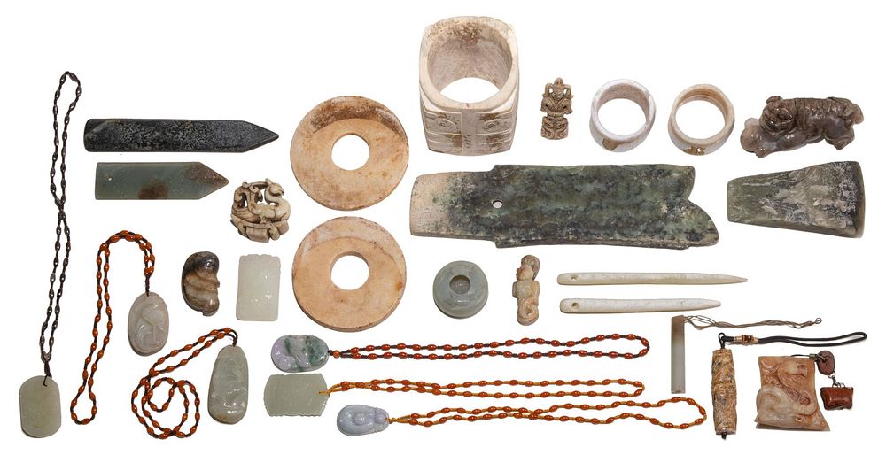 Lot 181: Asian Type A Jadeite, Jadeite Jade and Nephrite Jade Assortment
