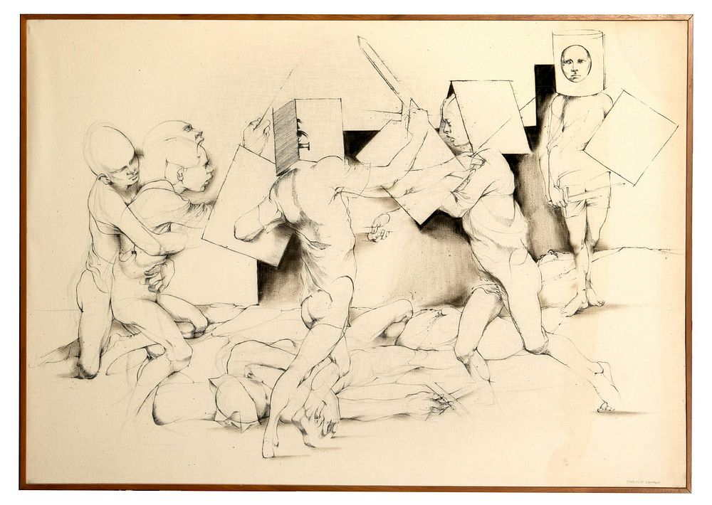 Lot 192: Shelly Canton (American, 1930-1986) Ink on Linen