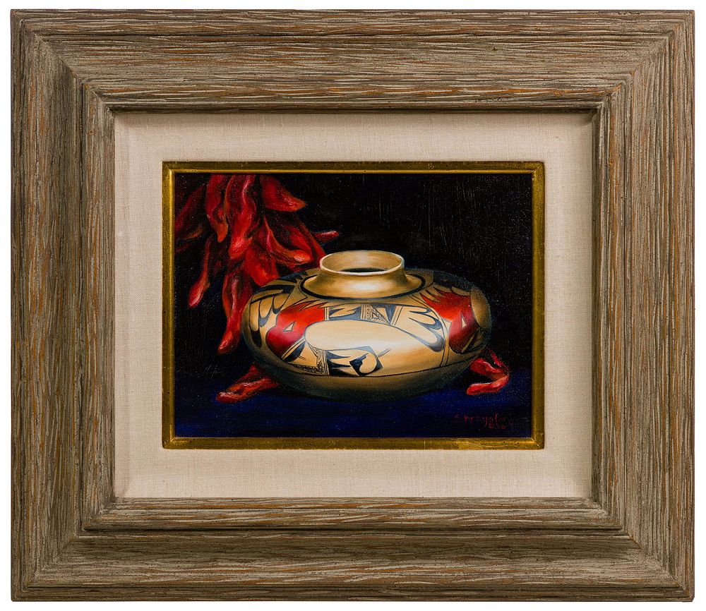 Lot 193: Sue Krzyston (American, b.1948) 'Chili Ristras' Oil on Canvas