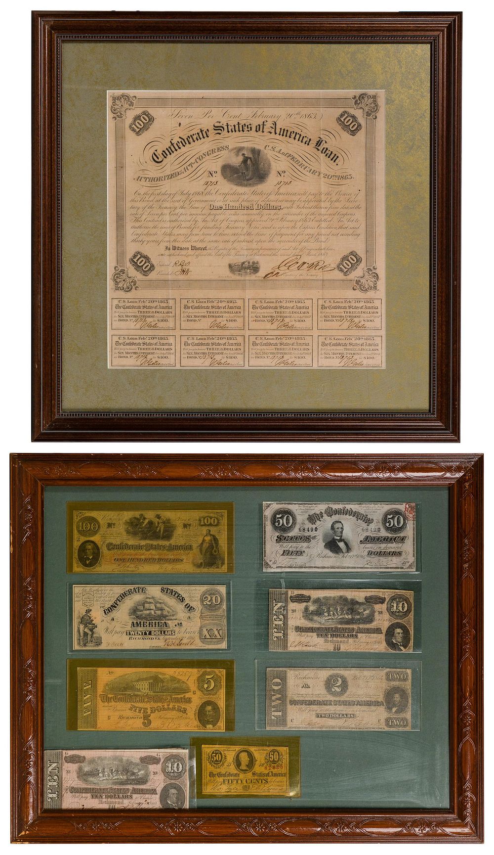 Lot 234: Confederate Bond and Currency Assortment