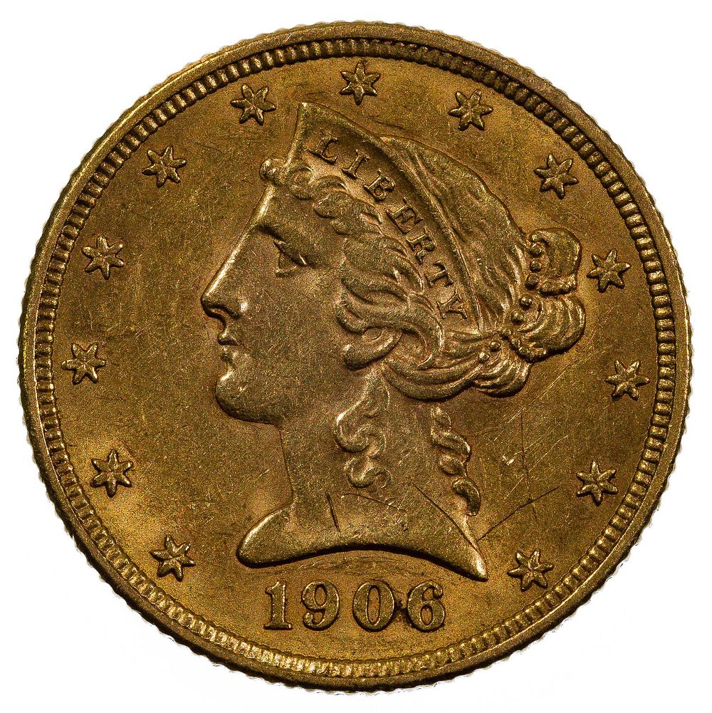 Lot 240: 1906-D $5 Gold Coin XF Details