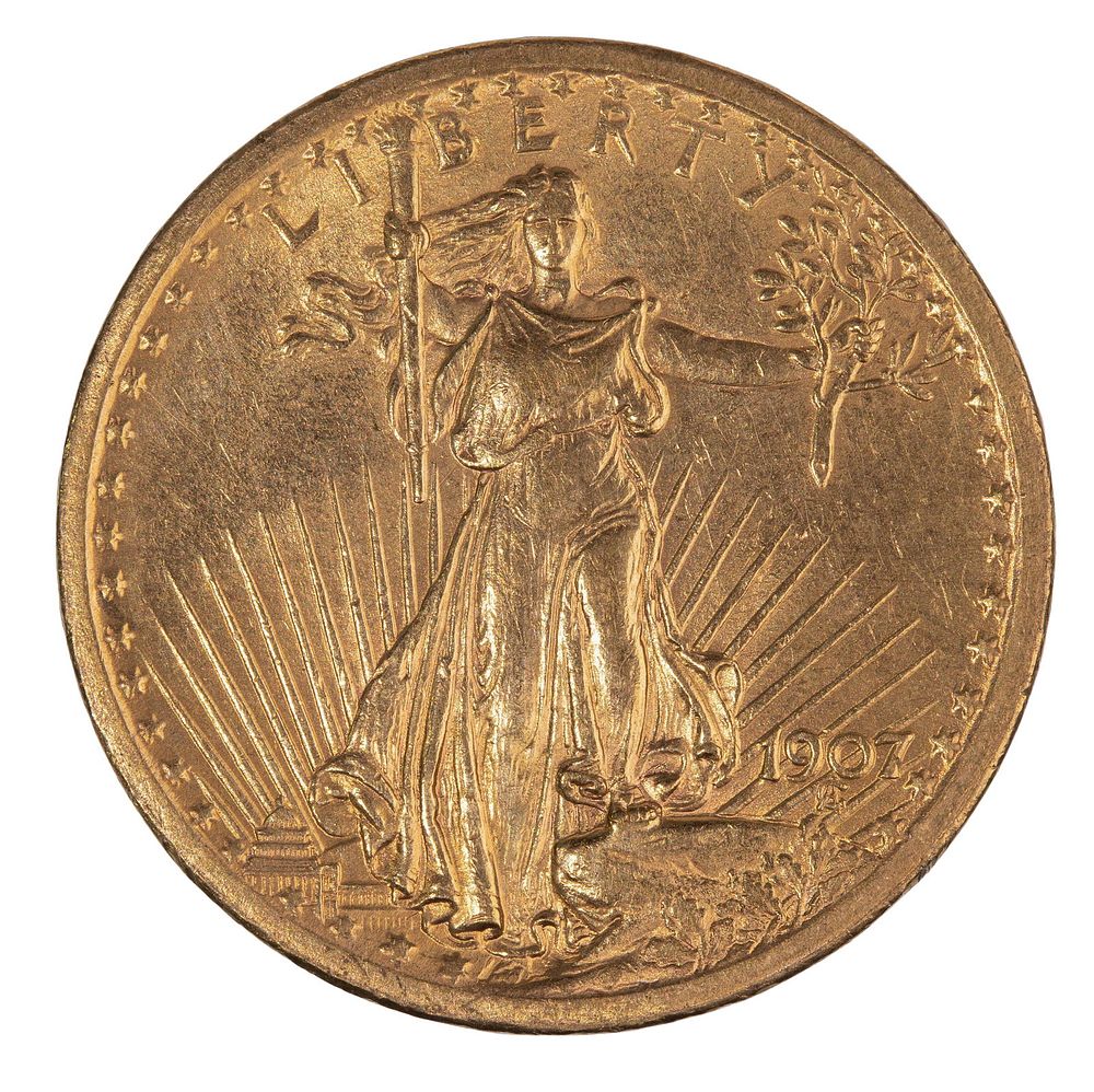 Lot 242: 1907 $20 Gold Unc. Details