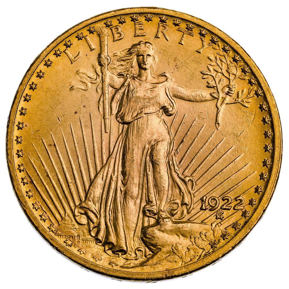 Lot 243: 1922 $20 Gold Unc. Details