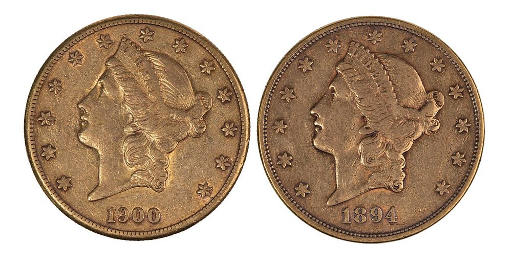 Lot 246: 1894-S & 1900-S $20 Gold VF