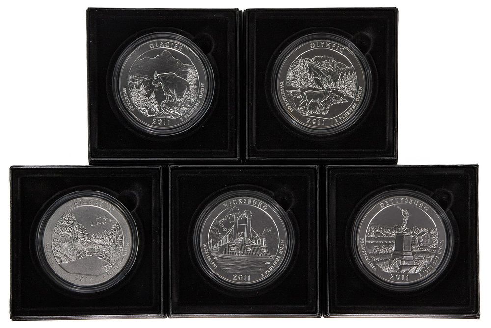 Lot 255: 2011 America the Beautiful 5 ozt. Coin Assortment