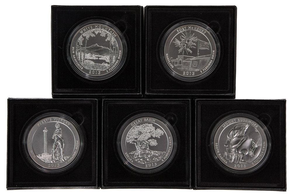 Lot 257: 2013 America the Beautiful 5 ozt. Coin Assortment