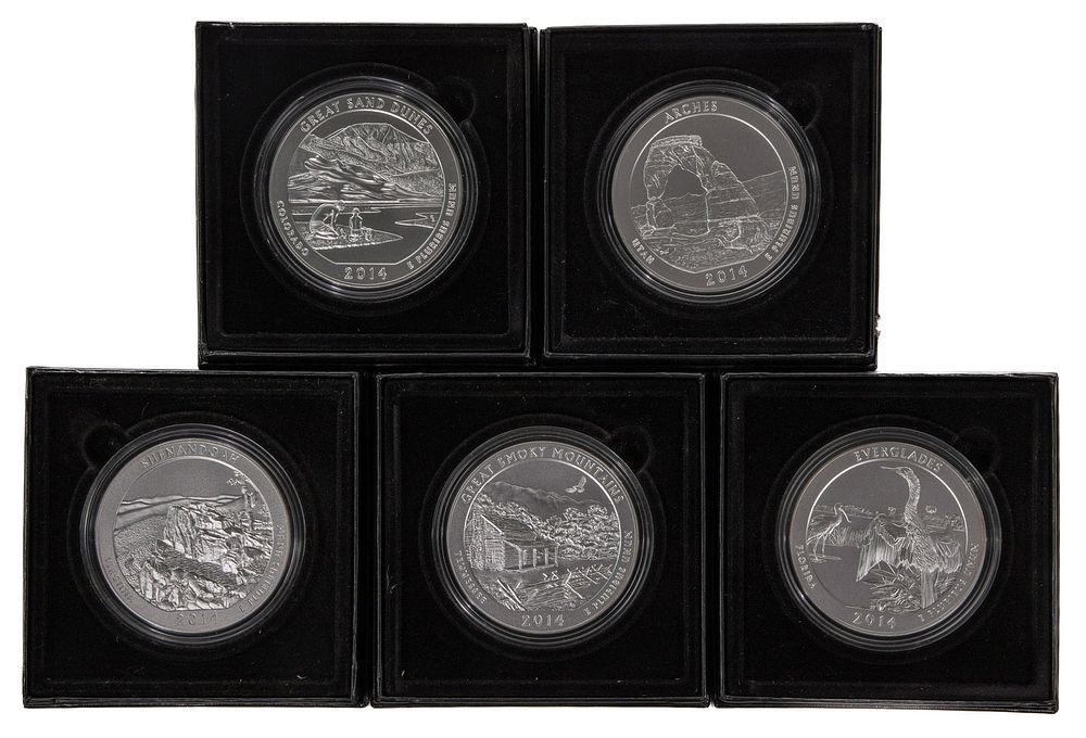 Lot 258: 2014 America the Beautiful 5 ozt. Coin Assortment