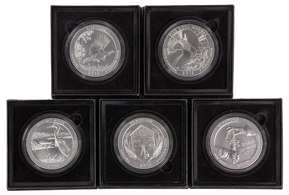 Lot 259: 2015 America the Beautiful 5 ozt. Coin Assortment