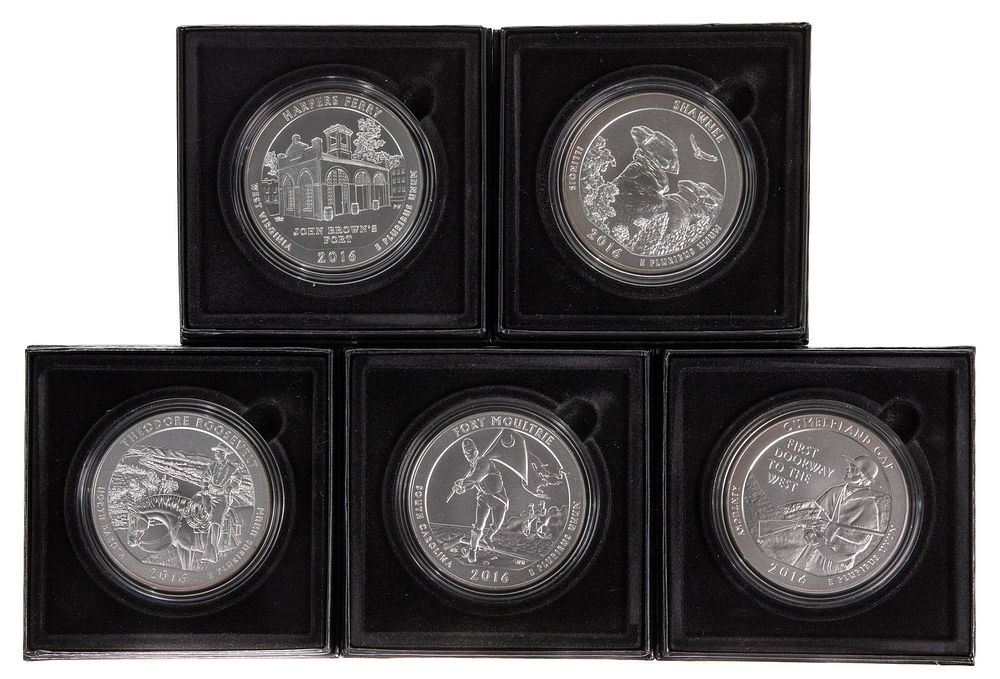 Lot 260: 2016 America the Beautiful 5 ozt. Coin Assortment