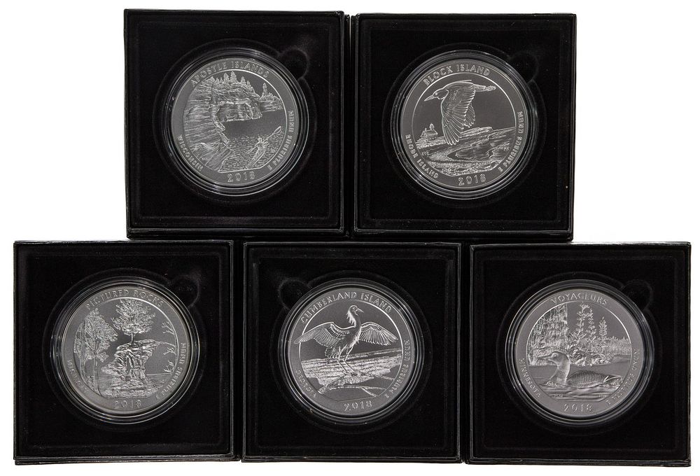 Lot 262: 2018 America the Beautiful 5 ozt. Coin Assortment