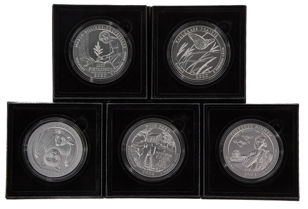 Lot 264: 2020 and 2021 America the Beautiful 5 ozt. Coin Assortment
