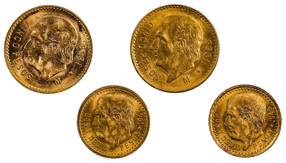 Lot 288: Mexico: 1945 & 1955 Gold Peso Assortment