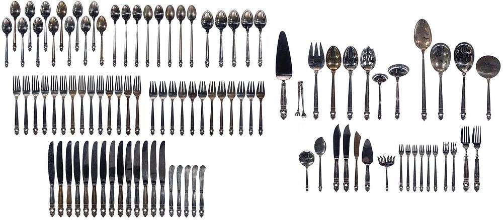 Lot 303: International 'Royal Danish' Sterling Silver Flatware Service