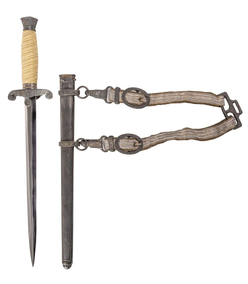 Lot 347: World War II German Army Officer Dagger with Deluxe Hangers