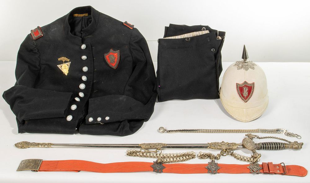 Lot 354: Masonic Knights of Pythias Fraternal Uniform, Sword and Scabbard