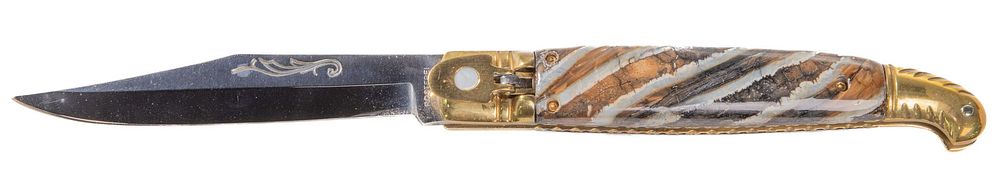 Lot 360: Carl Schlieper Custom 'Eye Brand' for AIK Lever Action Switchblade Knife