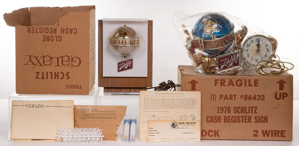 Lot 401: Schlitz Globe Illuminated Motion Cash Register Signs