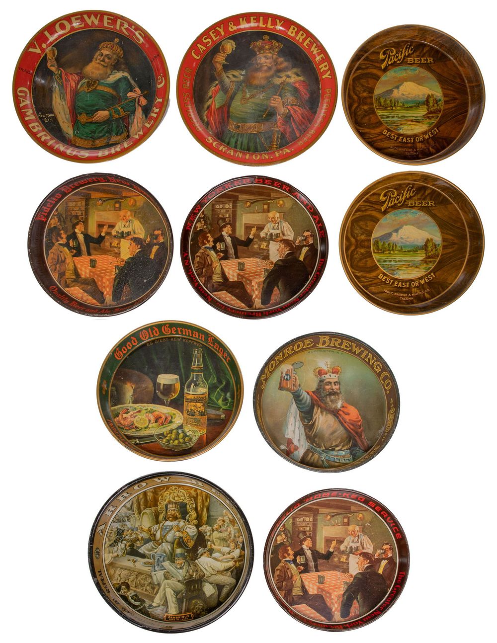 Lot 408: Metal Beer Tray Assortment