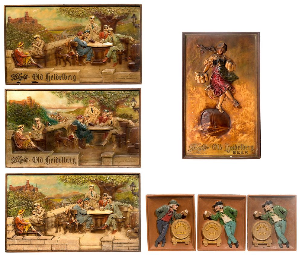 Lot 415: Old Heidelberg and Neuweiler Plaster Beer Sign Assortment