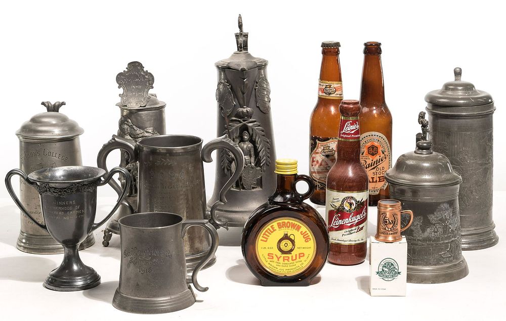 Lot 438: Pewter Beer Stein and Mug Assortment
