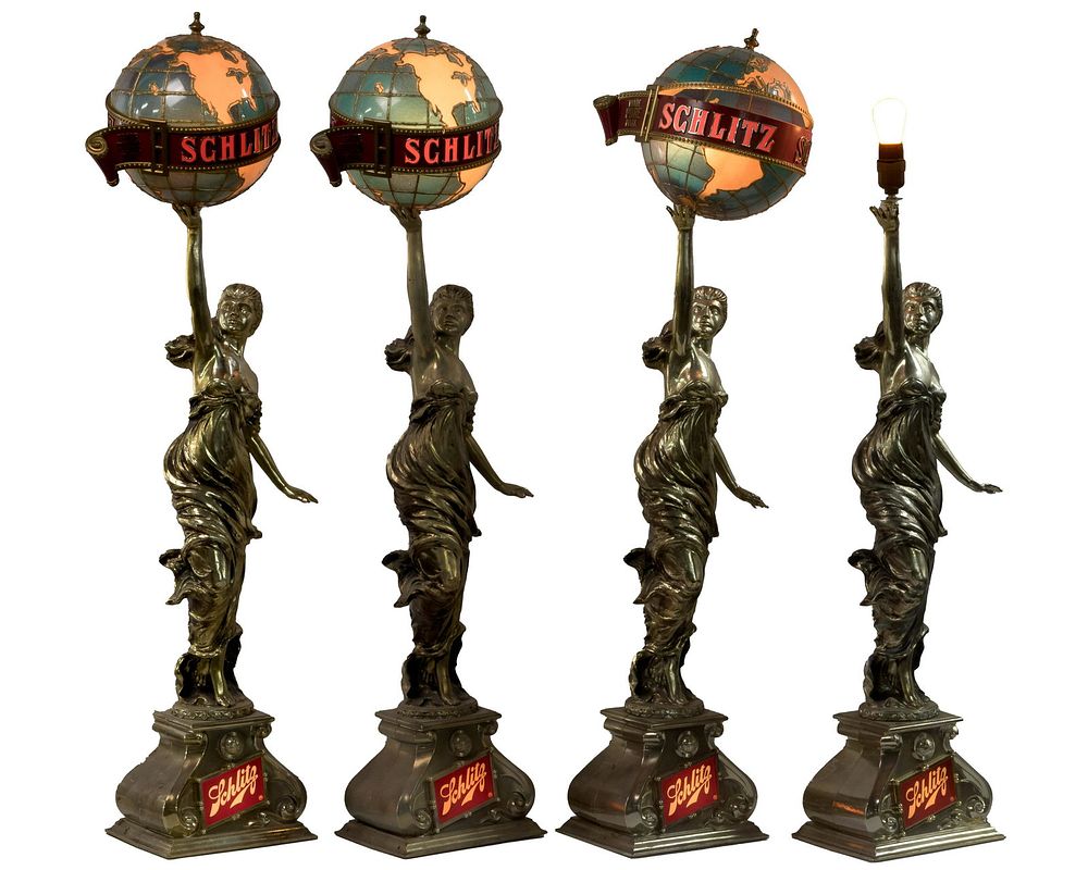 Lot 441: Schlitz Beer 'Lady With Globe' Back Bar Displays
