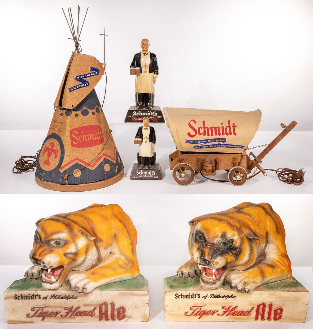Lot 443: Schmidt's Beer Advertising Back Bar Display Assortment