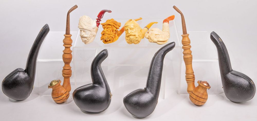 Lot 485: Meerschaum and Wood Smoking Pipe Assortment