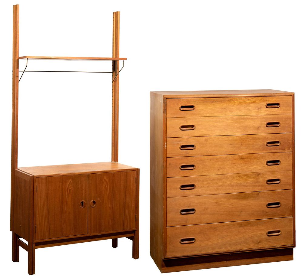 Lot 549: MCM Walnut Chest and Cabinet