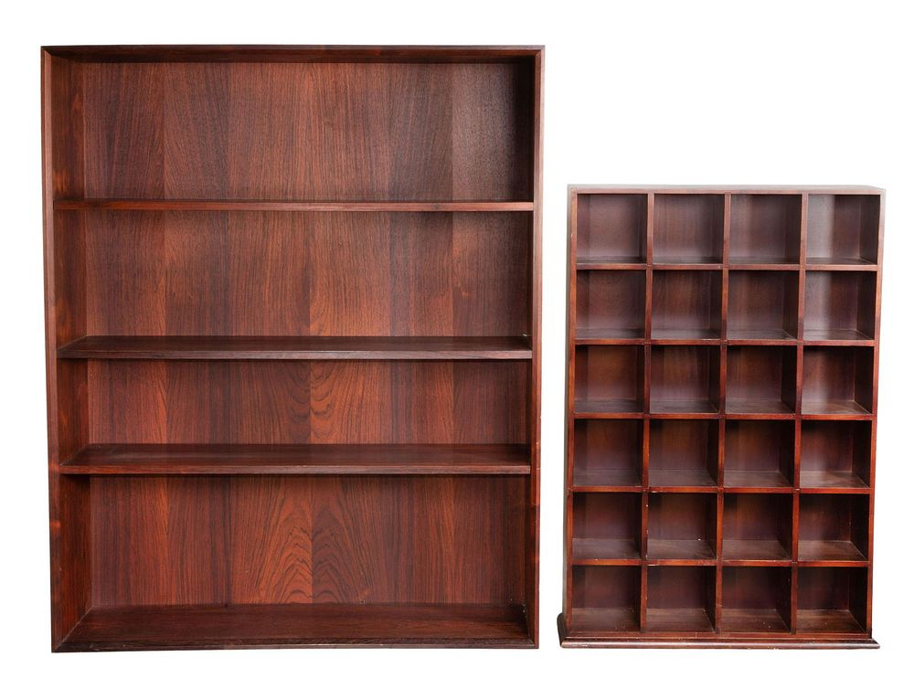 Lot 551: Danish Modern Rosewood Bookcase and Cubby Hole Cabinet