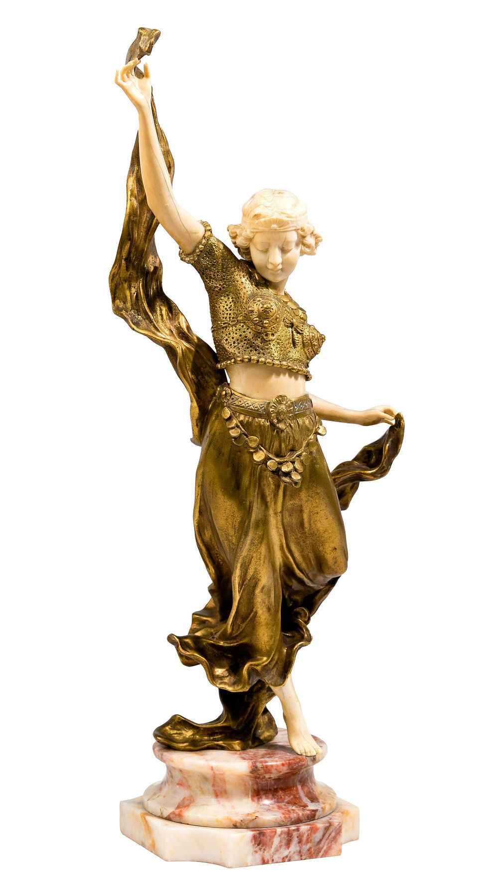 Lot 164: Affortunato Gori (French / Italian, fl.1895-1925) 'Oriental Dancer' Bronze Sculpture