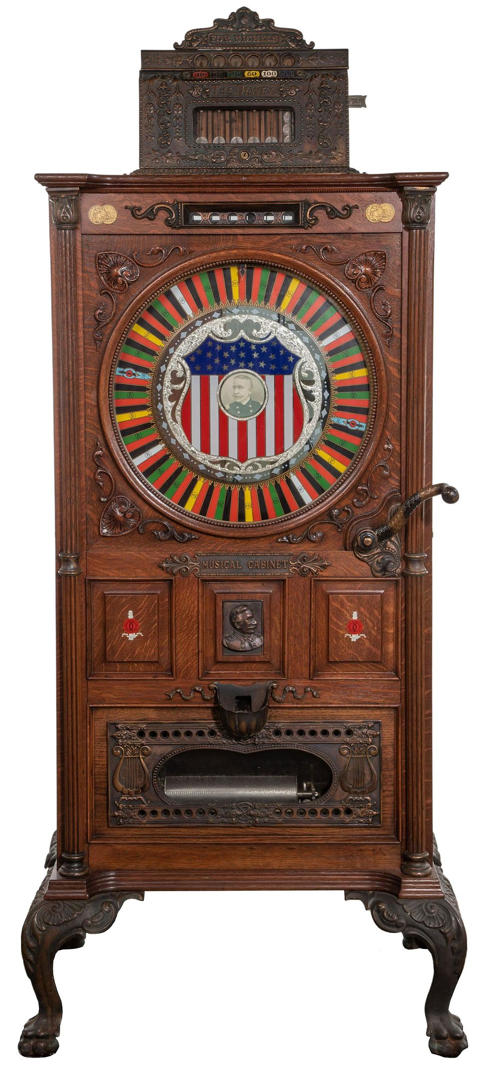 Lot 233: Mills Dewey 5c Slot Machine with Music Box