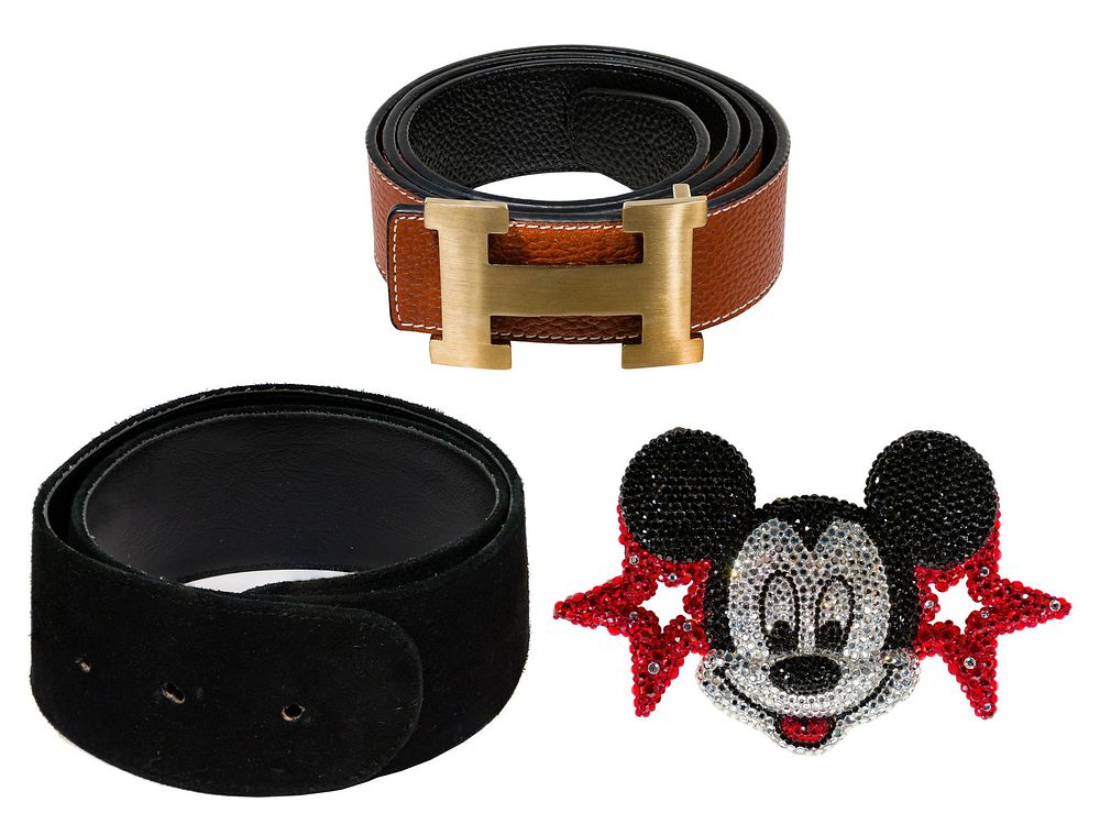 Lot 253: Hermes Leather Belt with 'H' Buckle