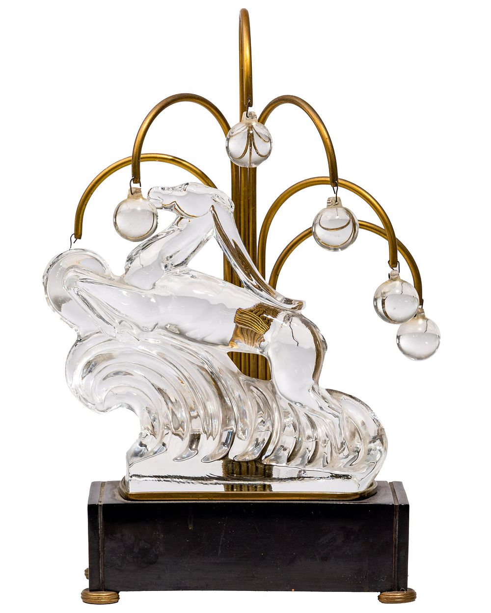Lot 275: Steuben Glass Gazelle Art Deco Style Table Lamp