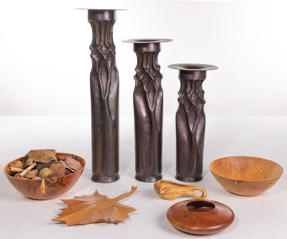 Lot 281: Thomas Roy Markuson (American, b.1940) Copper Candle Holders