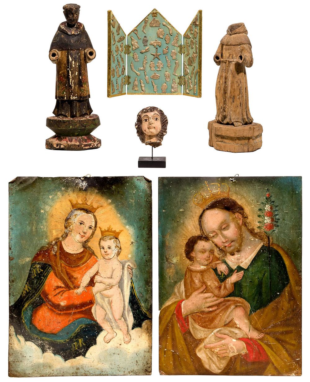 Lot 293: Spanish Colonial Retablo and Santo Assortment