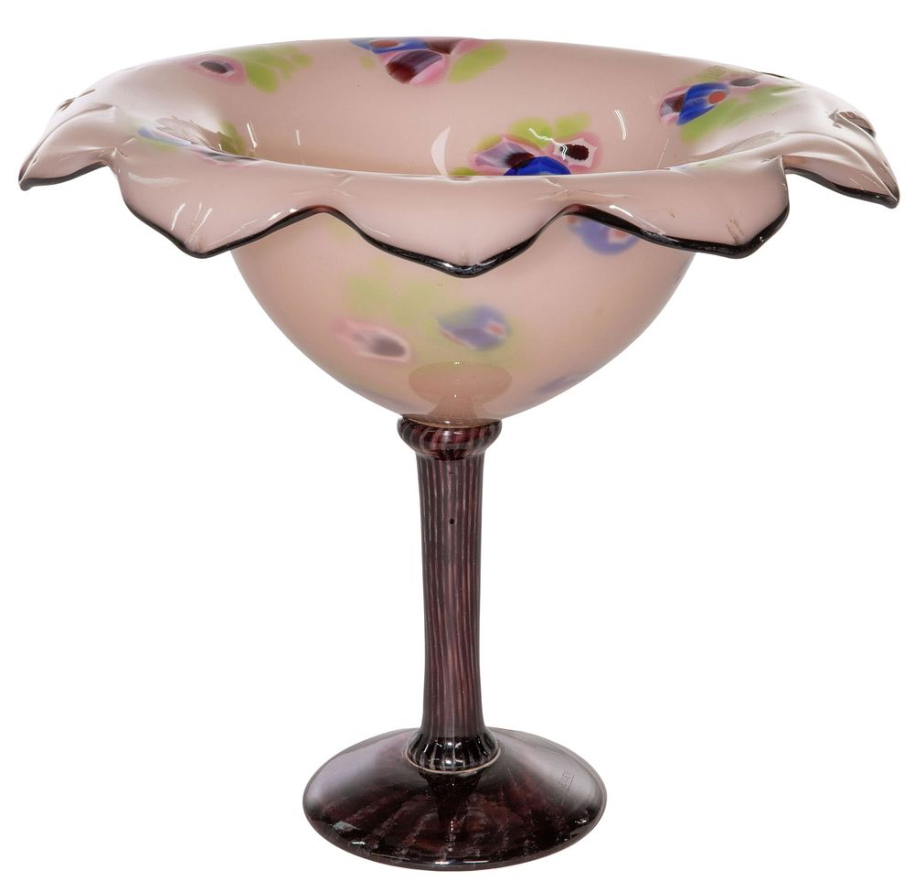 Lot 298: Marvered Art Glass Footed Compote
