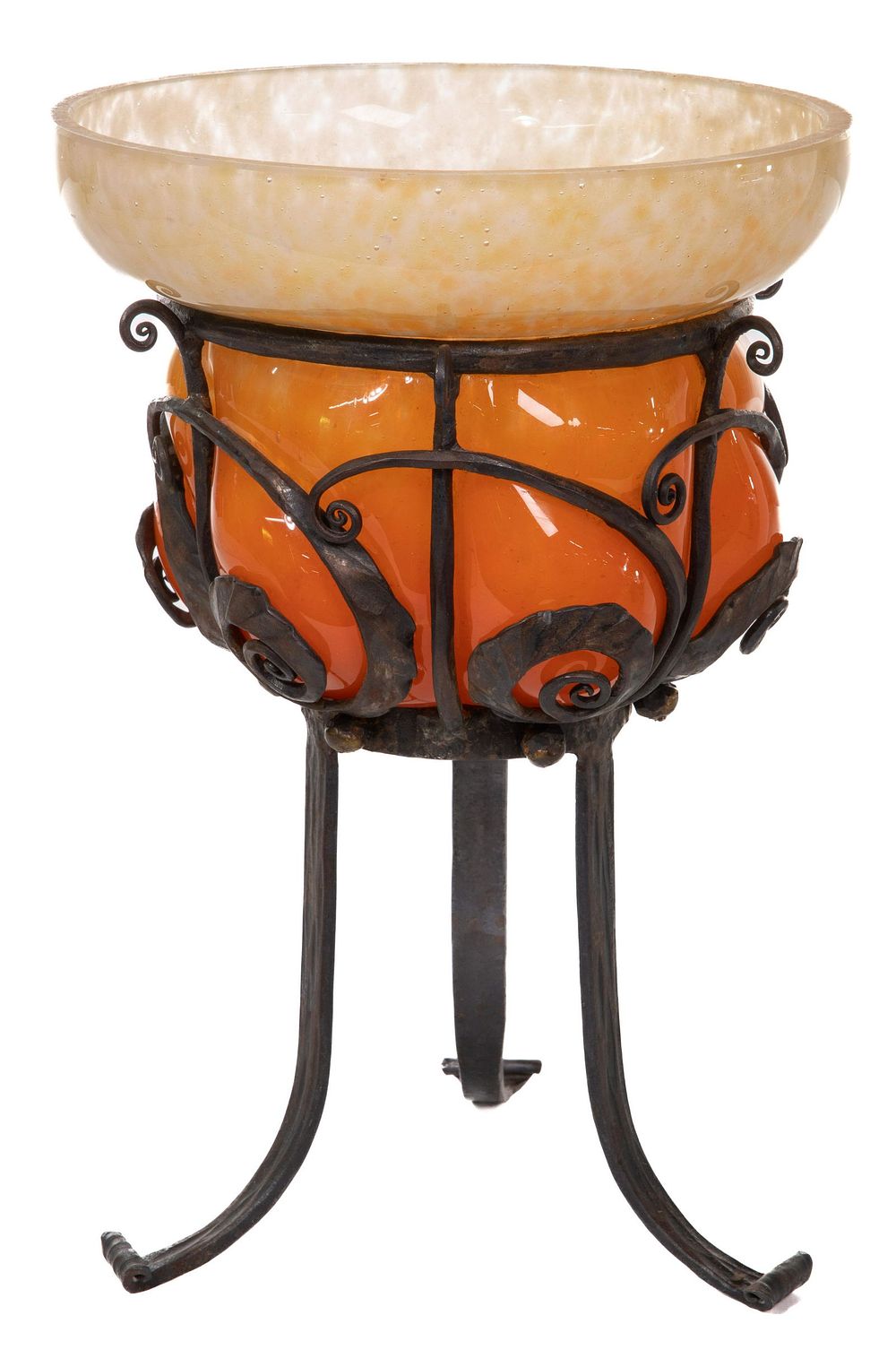 Lot 300: Schneider Glass and Metal Compote