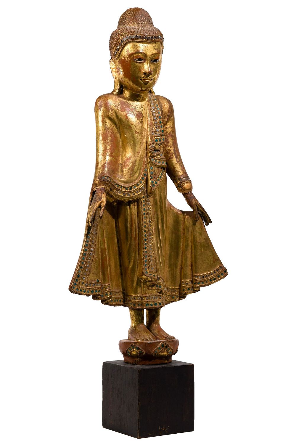 Lot 156: Burmese Gilt Wood Standing Buddha