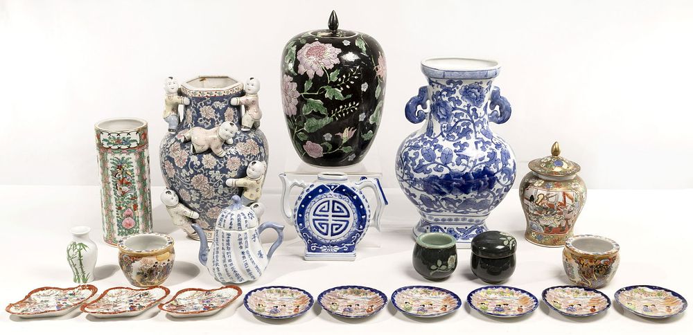 Lot 157: Asian Pottery and Porcelain Assortment